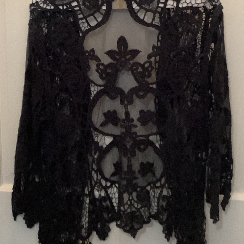 Indigo Thread Co. L/XL Black Lace Jacket/Top NWOT